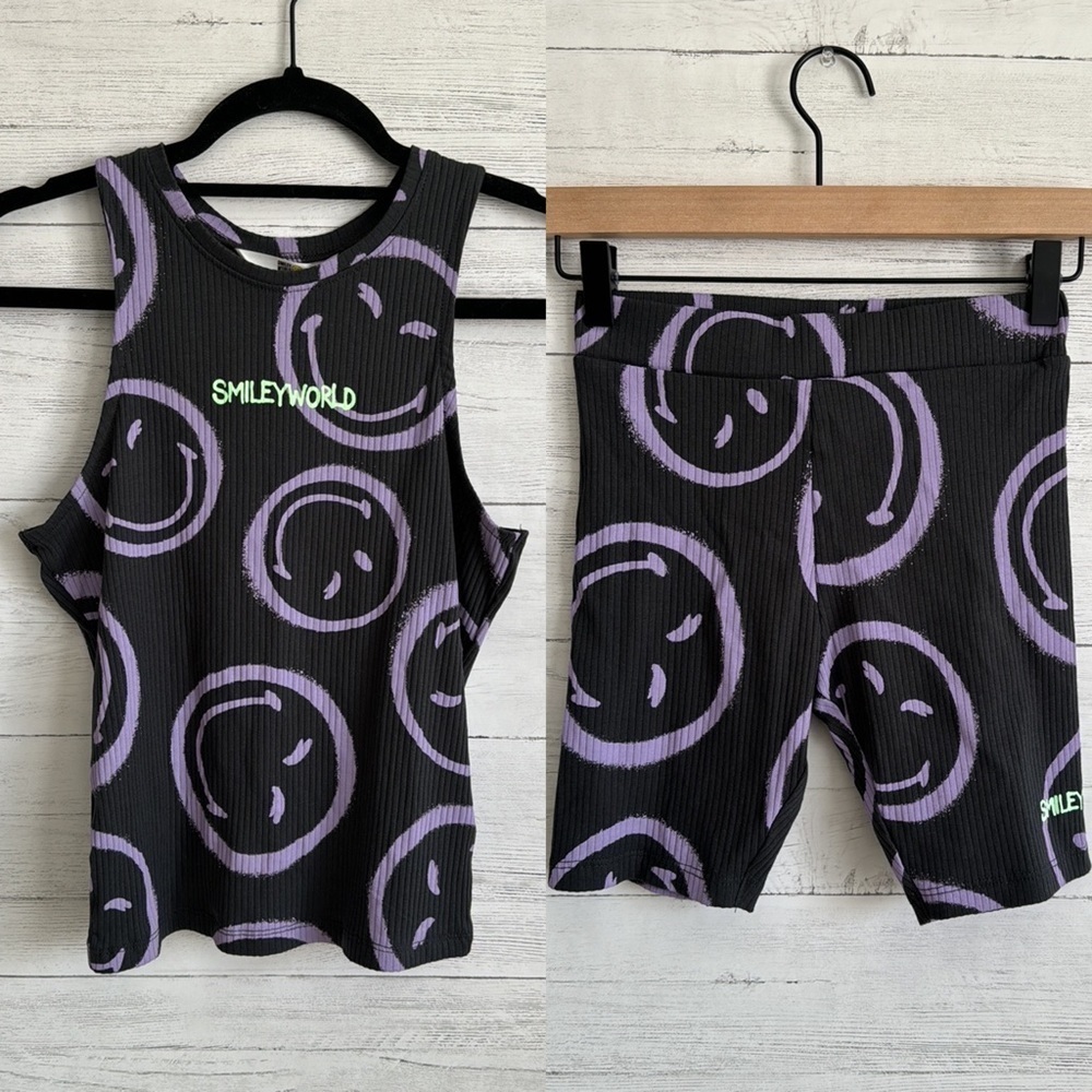 H & M Smiley World Smiles Tank and Biker Shorts